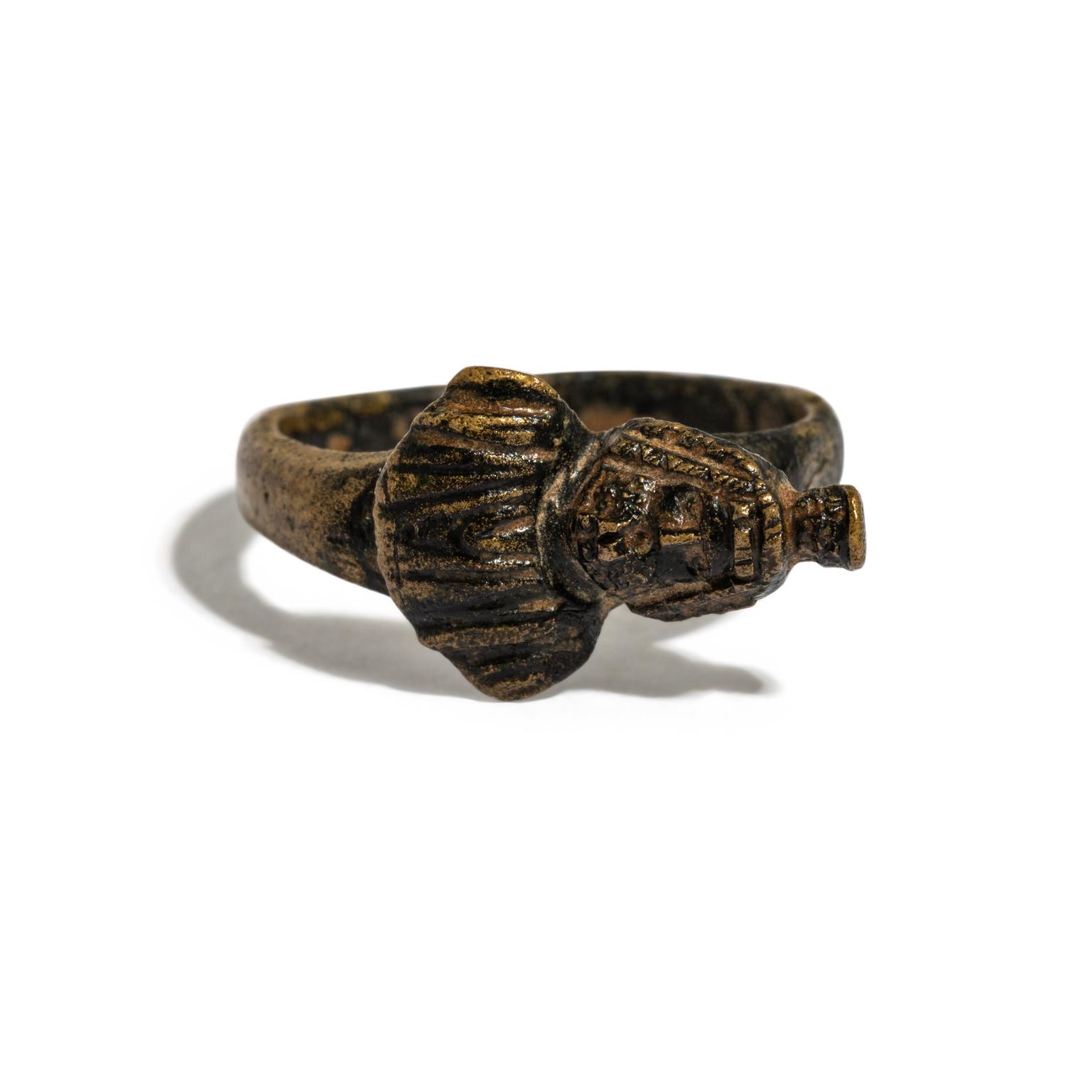 A Roman Bronze Finger Ring with the Bust of Serapis