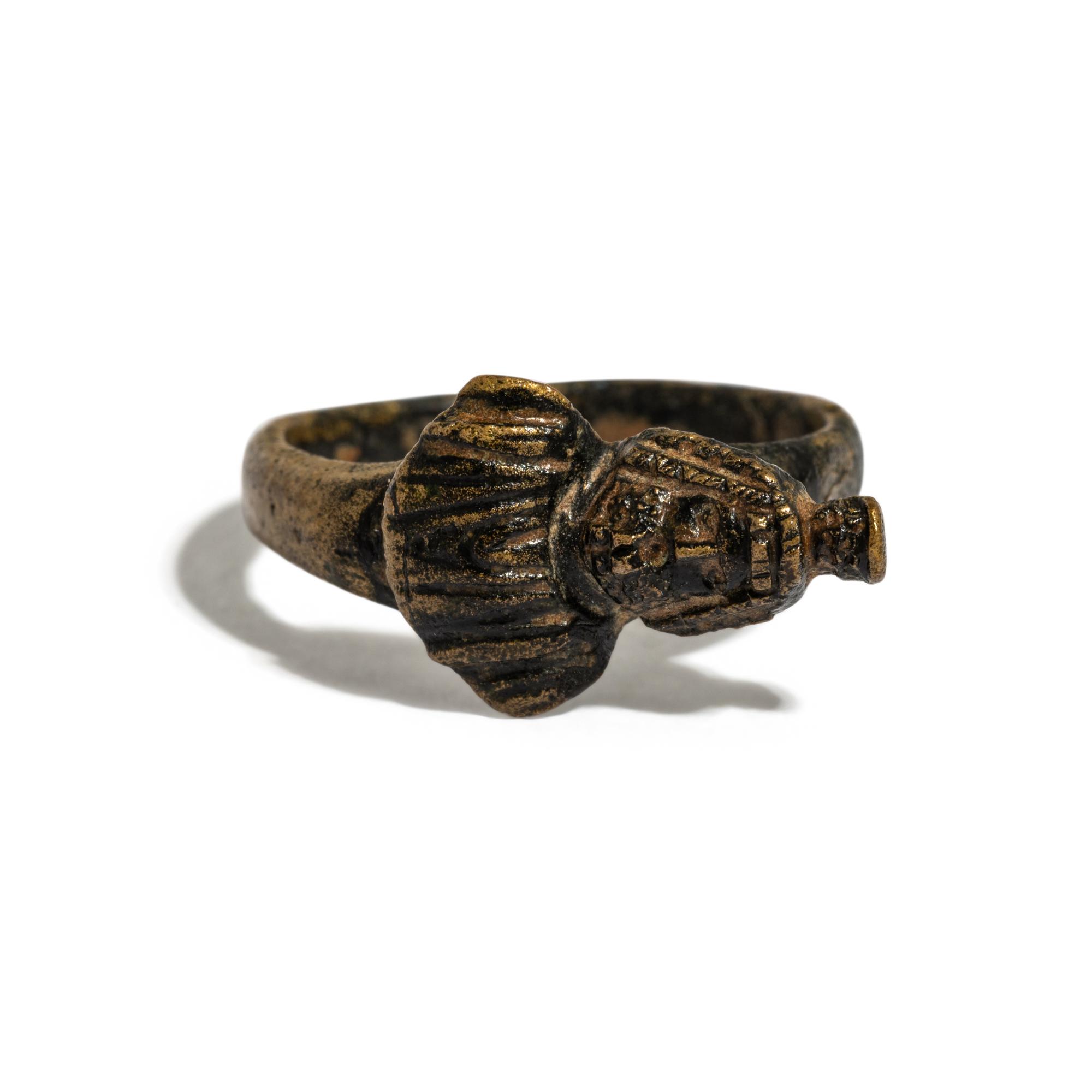 A Roman Bronze Finger Ring with the Bust of Serapis