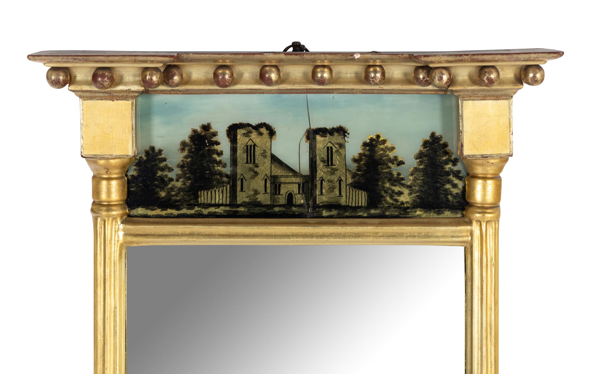 A Classical Giltwood and Eglomise Mirror