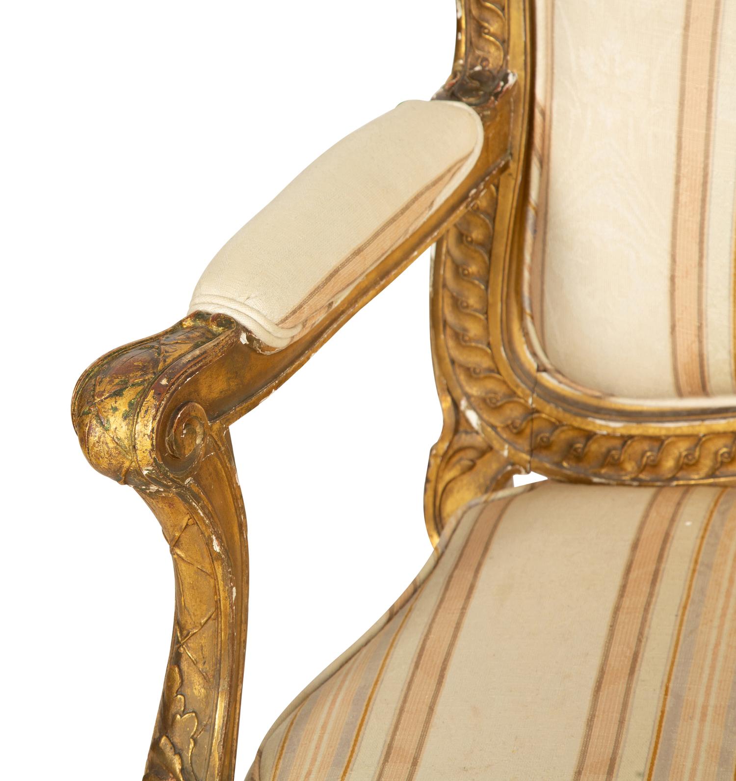 A Louis XV Style Giltwood Fauteuil
