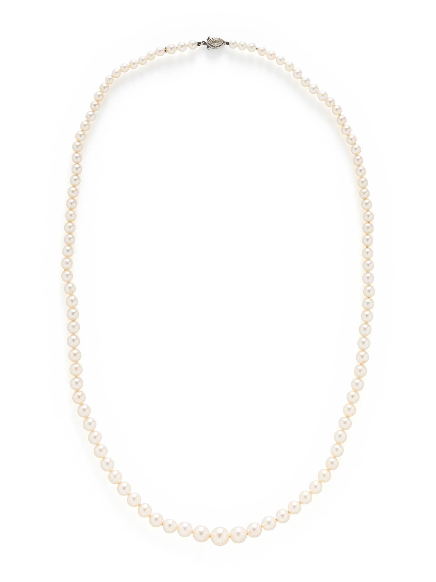 CULTURED PEARL AND DIAMOND NECKLACE