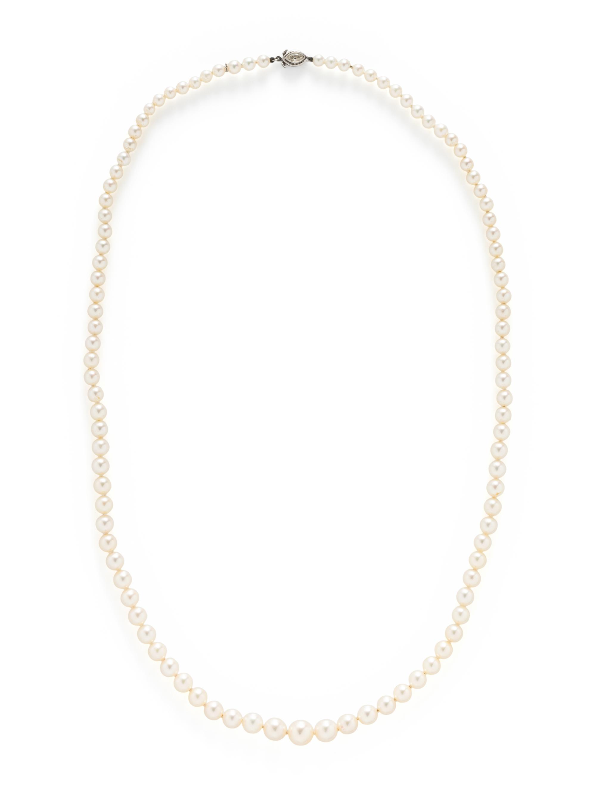 CULTURED PEARL AND DIAMOND NECKLACE