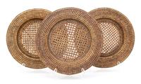 A Rattan Rectangular Serving Tray and Eleven Plate Holders Tray, 28 x 20 inches. — 20TH CENTURY