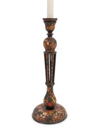 Three Kashmiri Candlesticks Mounted as Lamps