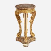 A Louis XV Style White-Painted and Parcel-Gilt Marble-Topped Jardinière L’Escalier de Cristal, Paris, late 19th century