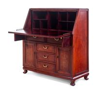 A Chinese Export Rosewood Gilt-Metal Inlaid Slant-Front Desk