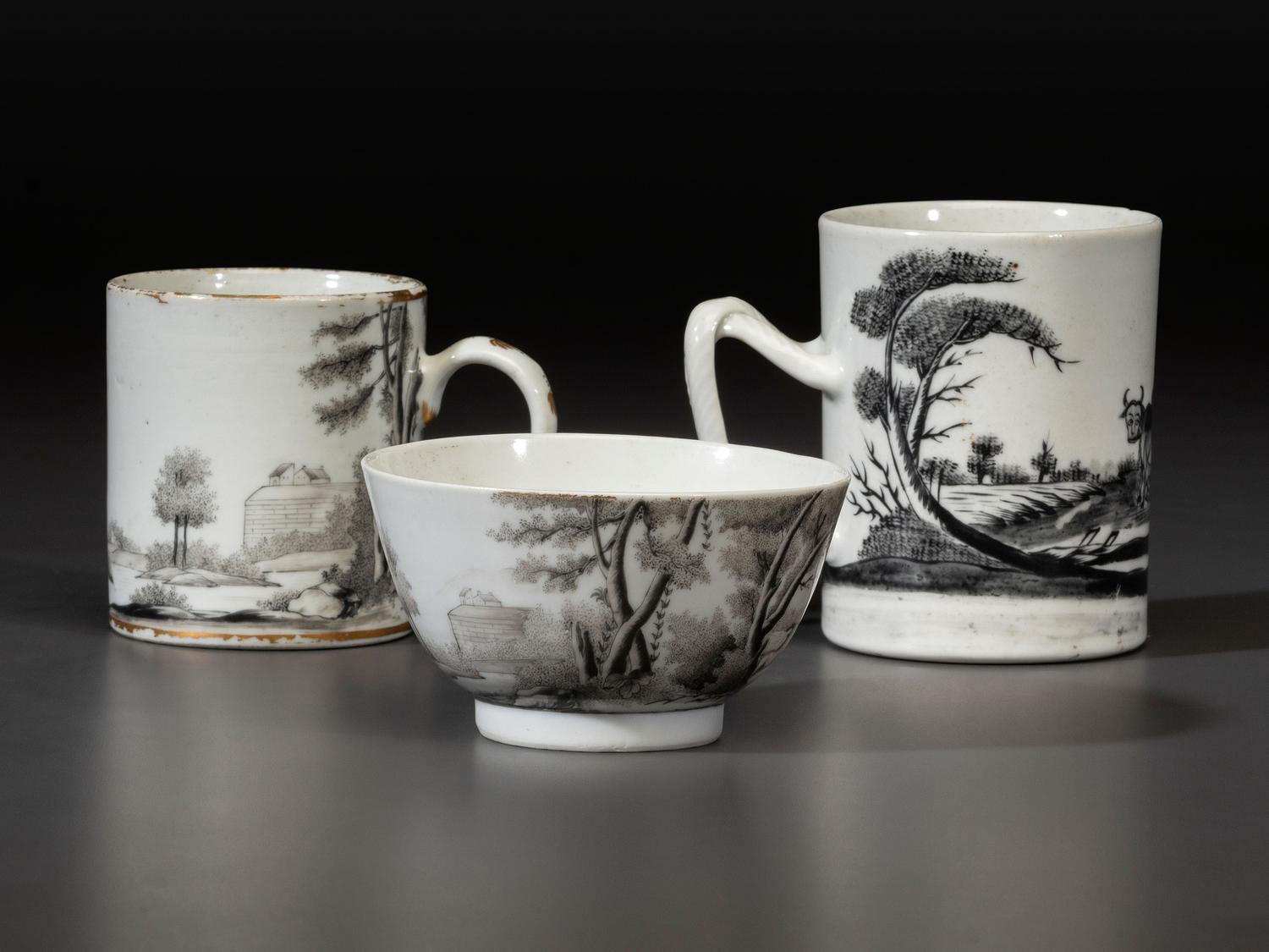 Six Chinese Export Porcelain 'Quaker Farmer' Articles