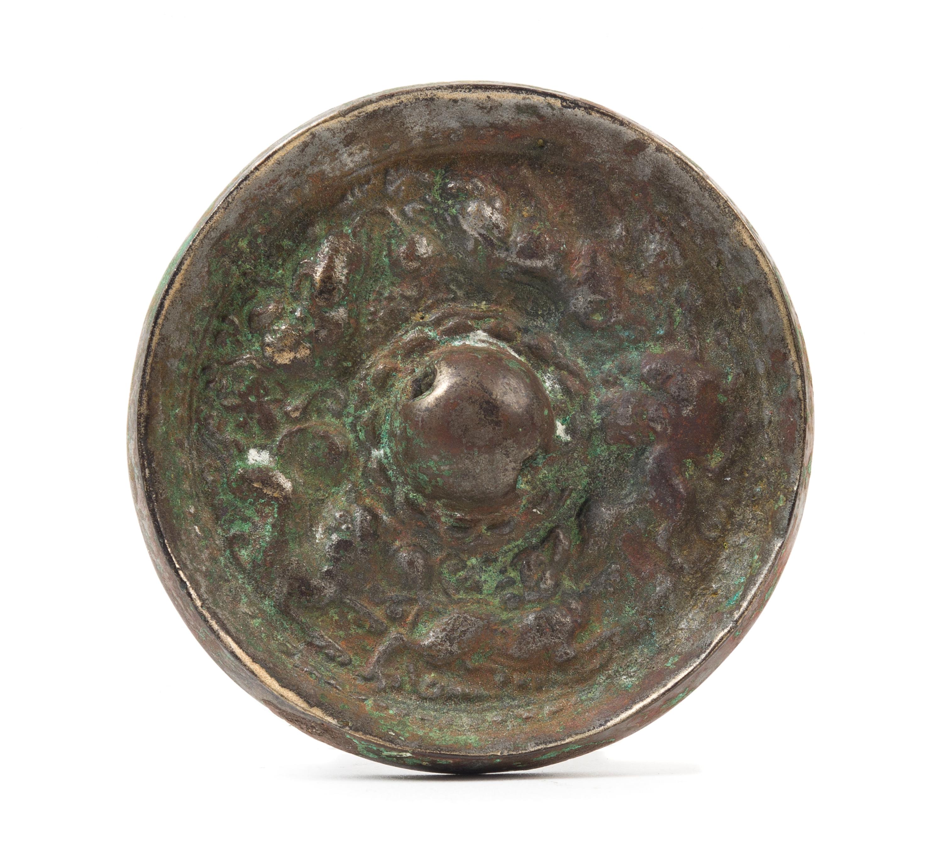 A Small Silver-Coated Bronze Mirror Diameter 3 inches. — TANG DYNASTY (618-907)