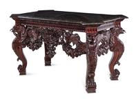 A George III Style Walnut Marble-Top Center Table