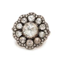 SILVER-TOPPED GOLD AND DIAMOND RING