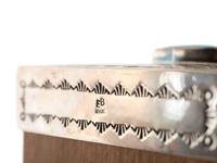 Stepped Wooden Sculptures, with Stamped Sterling Silver and Turquoise Lids