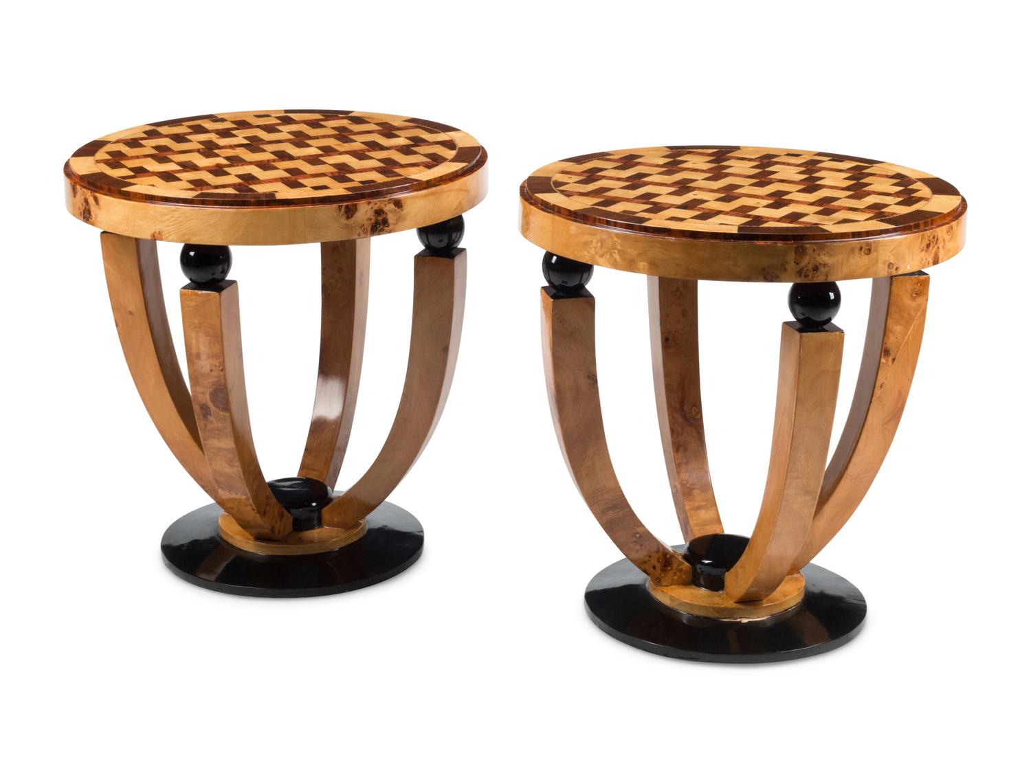 A Pair of Art Deco Style Parquetry Tables