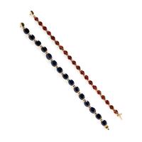 TWO YELLOW GOLD, SAPPHIRE, AND GARNET BRACELETS