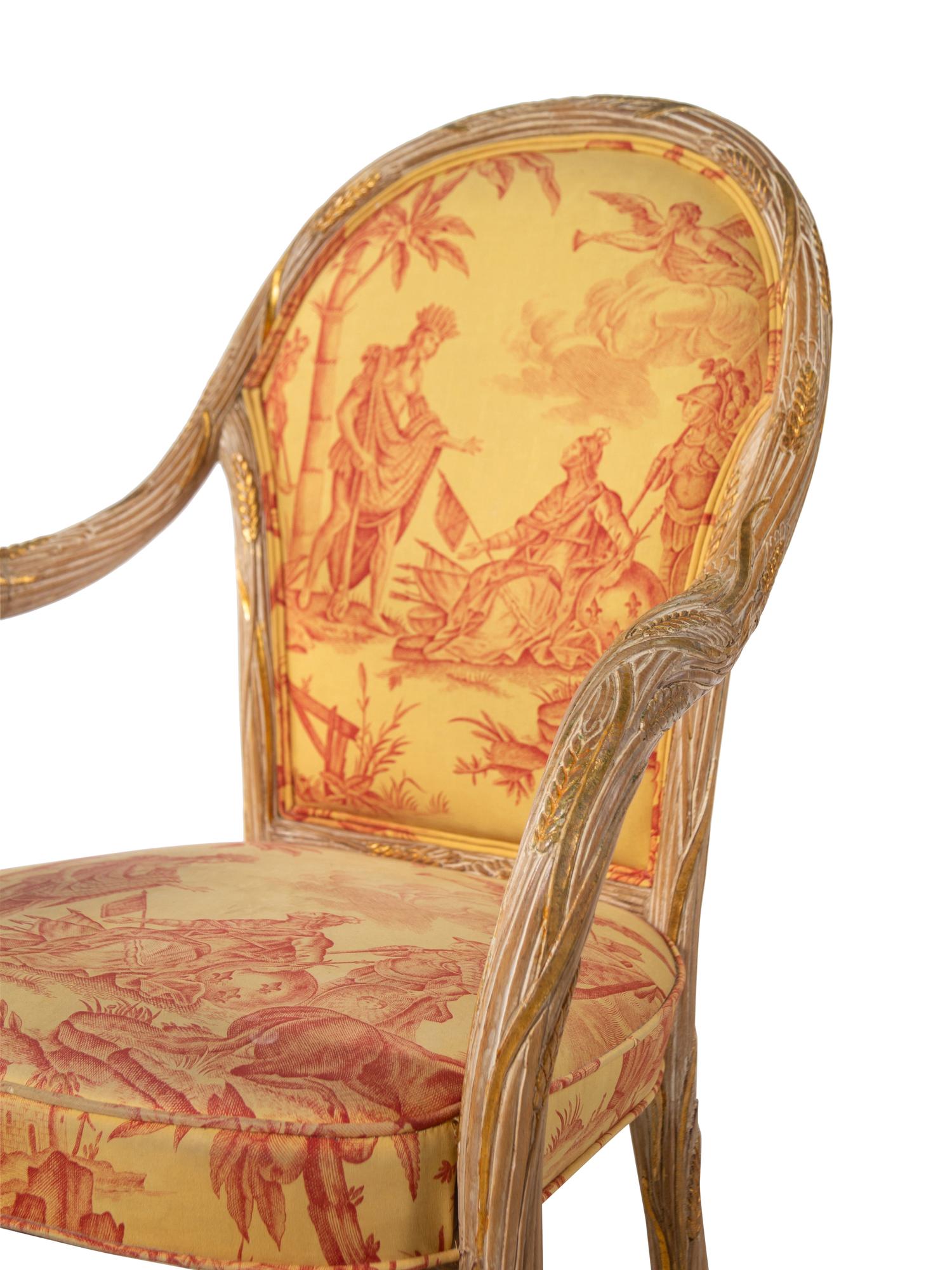 A Set of Four Continental Giltwood Armchairs