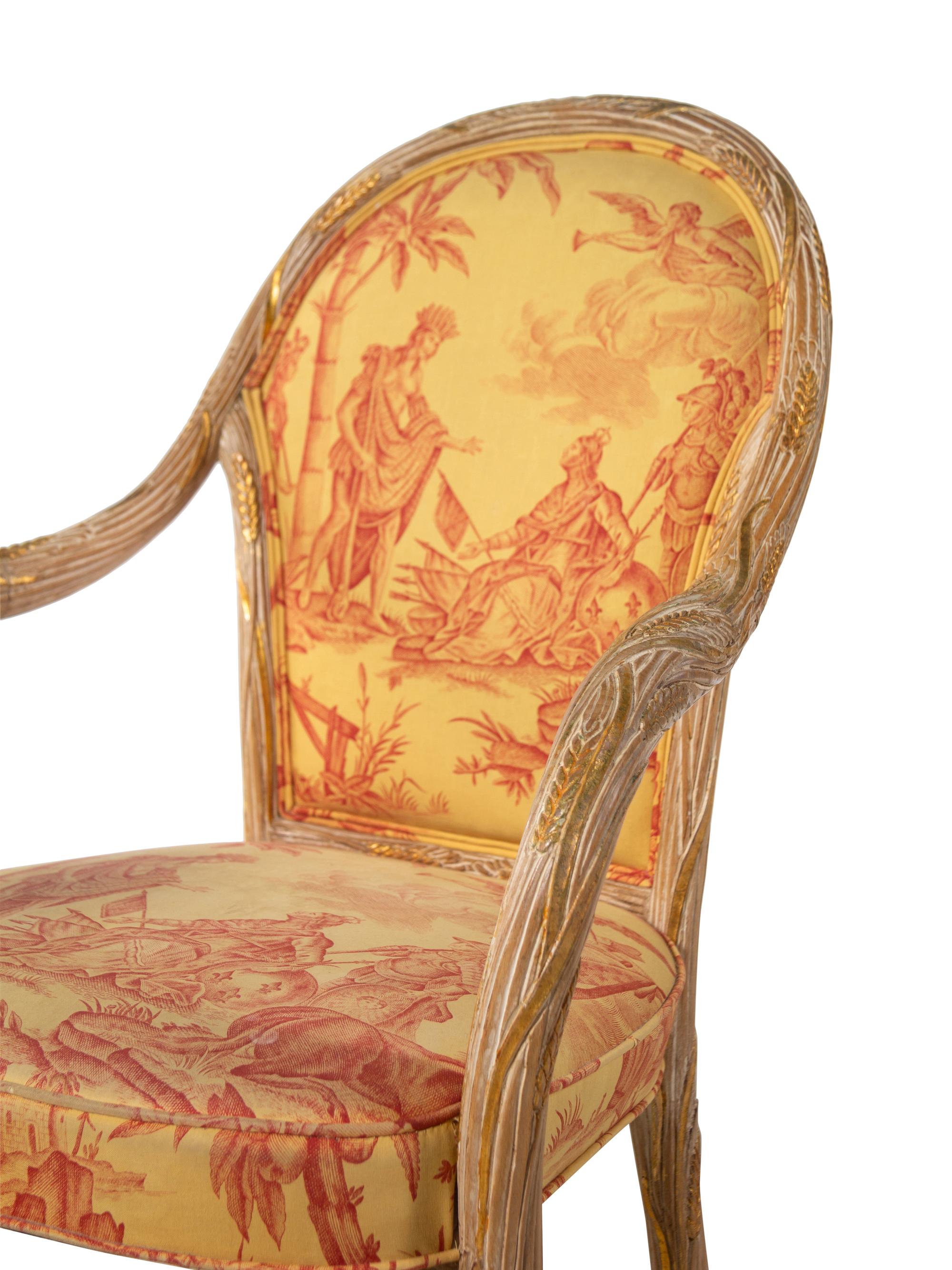 A Set of Four Continental Giltwood Armchairs