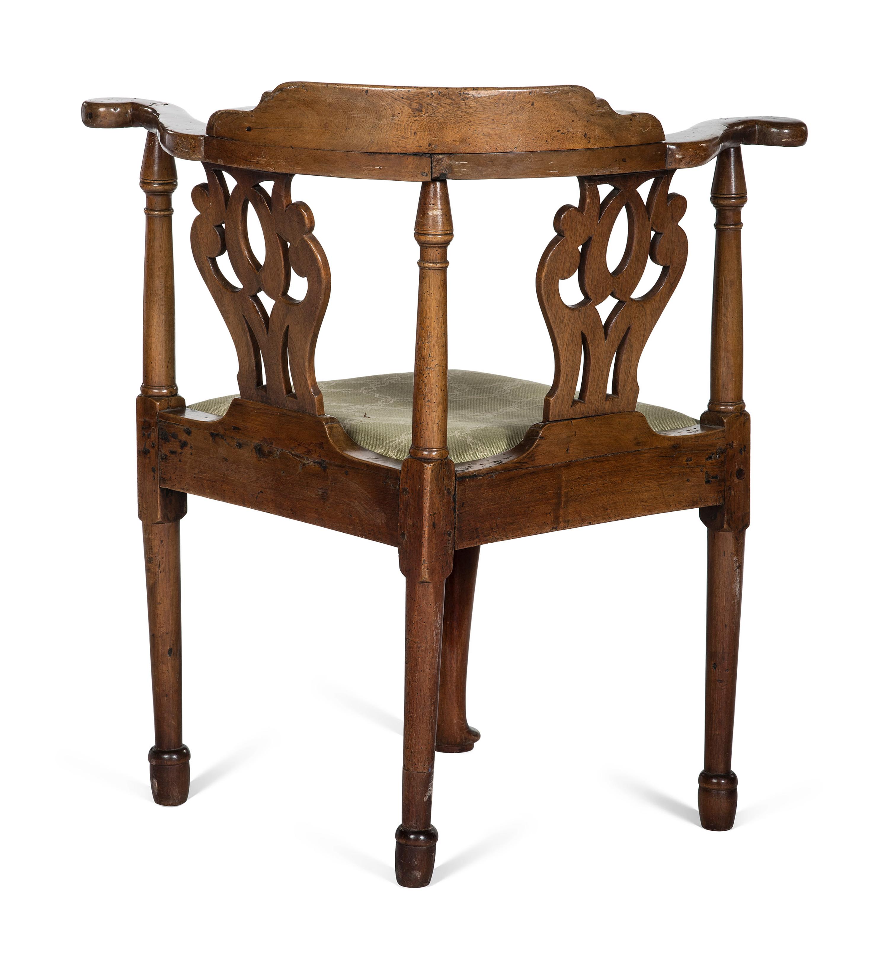 A Queen Anne Shell-Carved Walnut Corner Chair