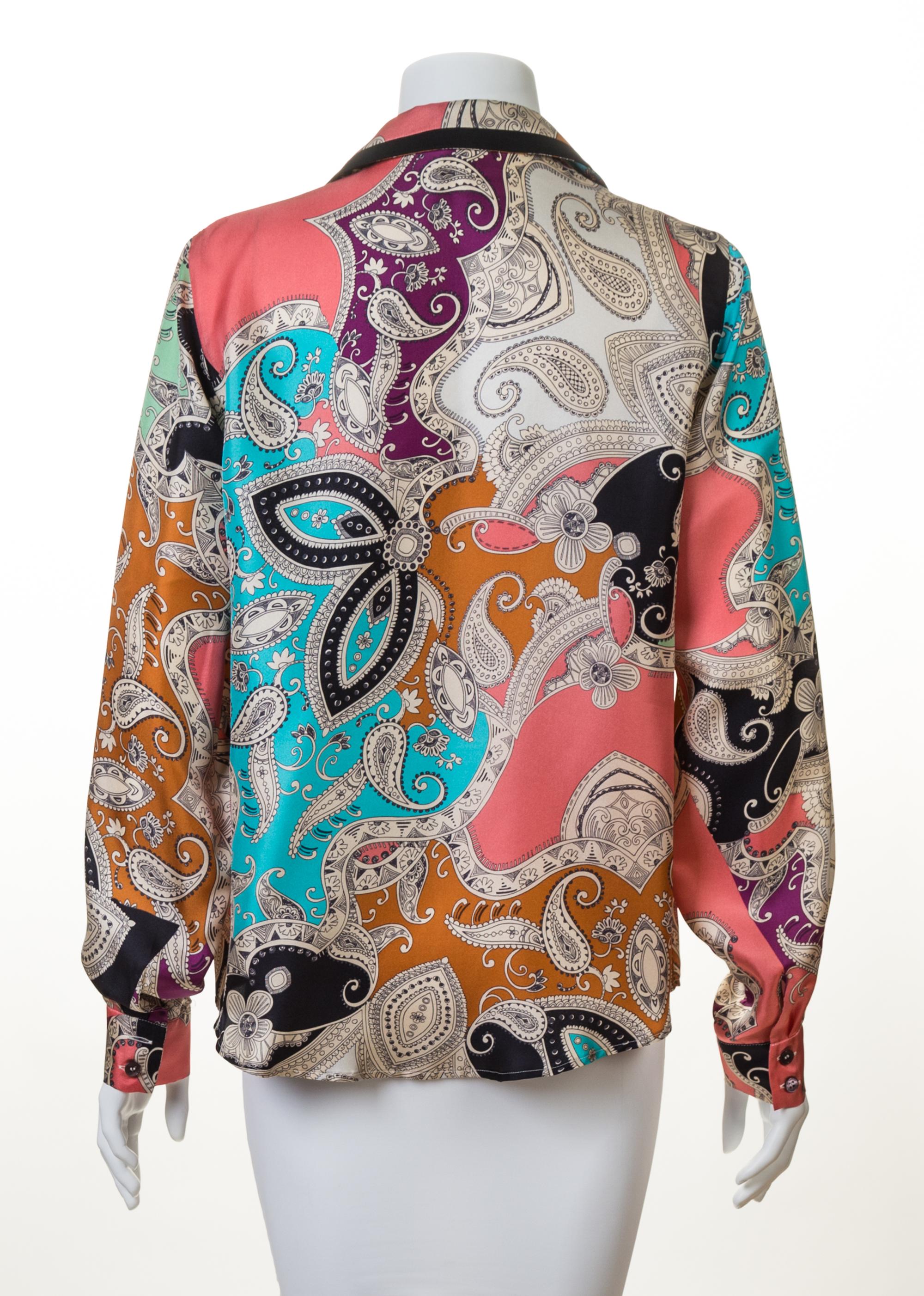 An Etro Multicolor Silk Blouse, Size 44.