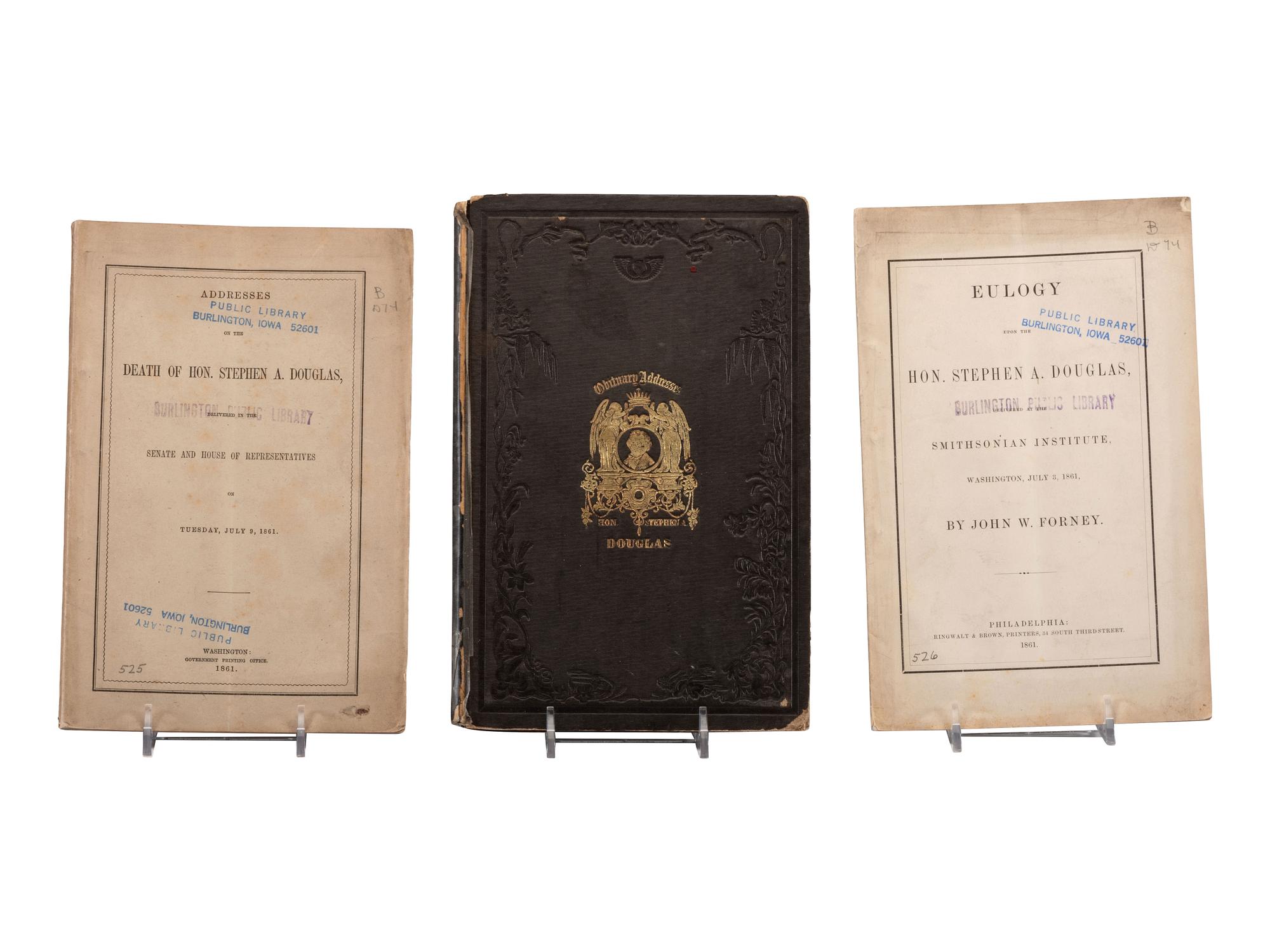 [POLITICS]. A group of 19th-century political, legal, and labor-related pamphlets, including Stephen Douglas's death, comprising: