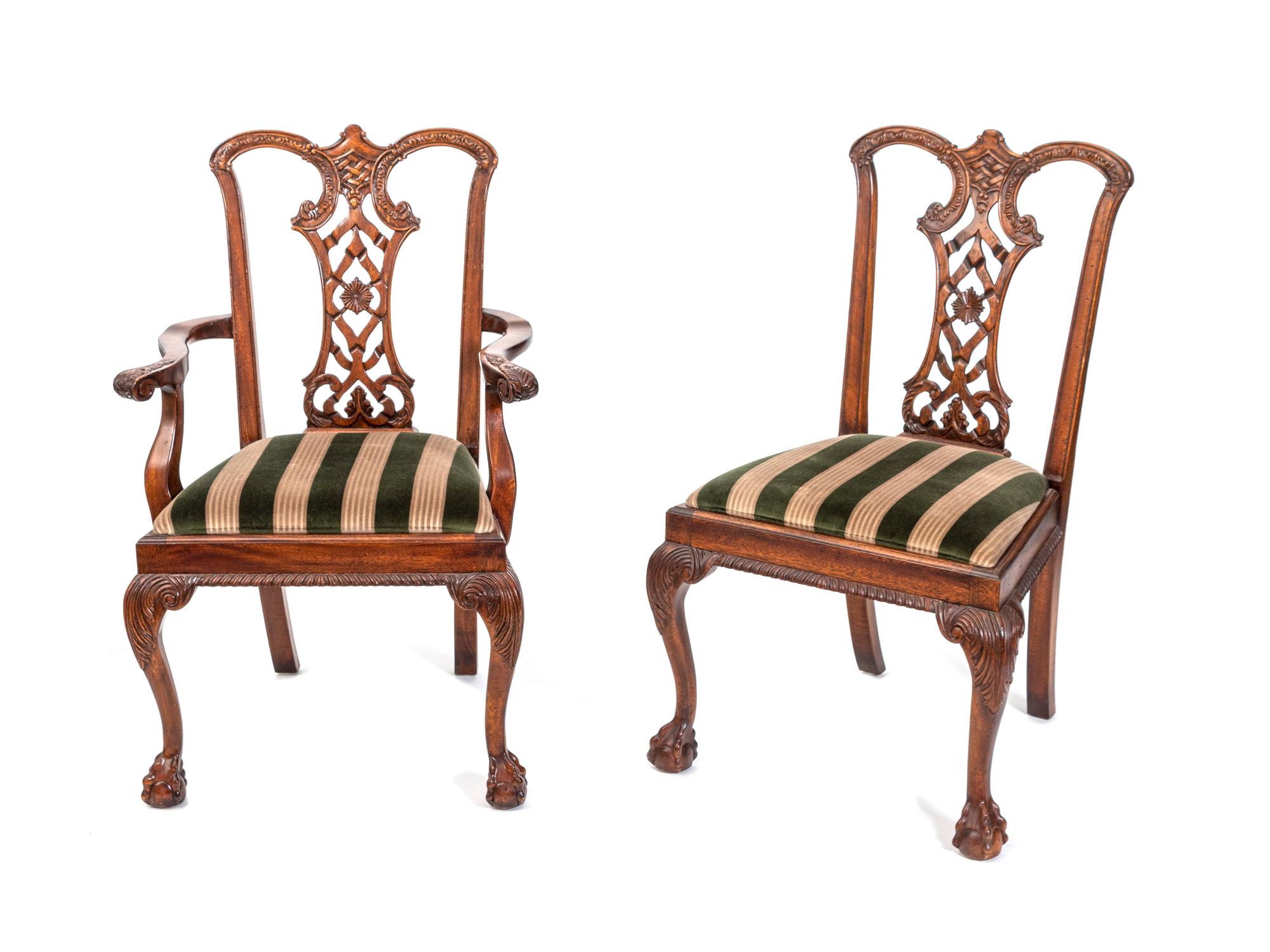A Set of Ten George III Style Mahogany Dining Chairs — 20TH CENTURY