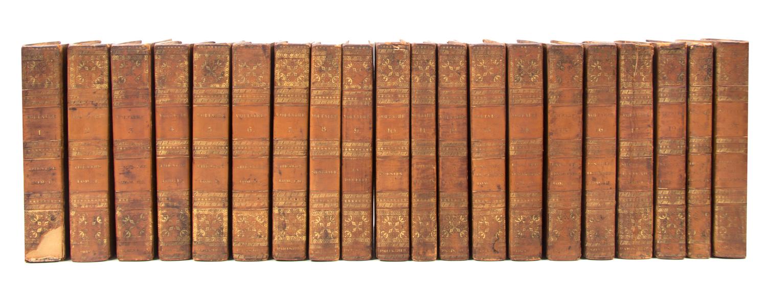 (COLLECTED WORKS) VOLTAIRE, MARIE AROUET DE. Oeuvres completes. Paris 1820-1826. 60 (of 70) vols.