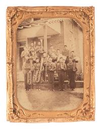 [EARLY PHOTOGRAPHY]. Albumen photograph of the Cross Roads Band. J. Davidson, photographer, ca 1868.