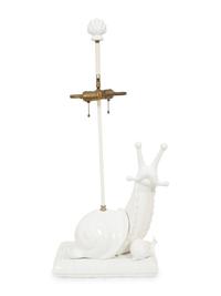 A White-Glazed Ceramic Snail-Form Table Lamp