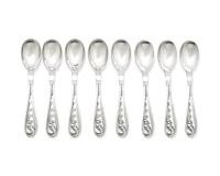 A Set of Eight Georg Jensen Silver Blossom Coffee Spoons