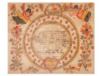 A 'Blowsy Angel' Artist Birth Certificate Fraktur