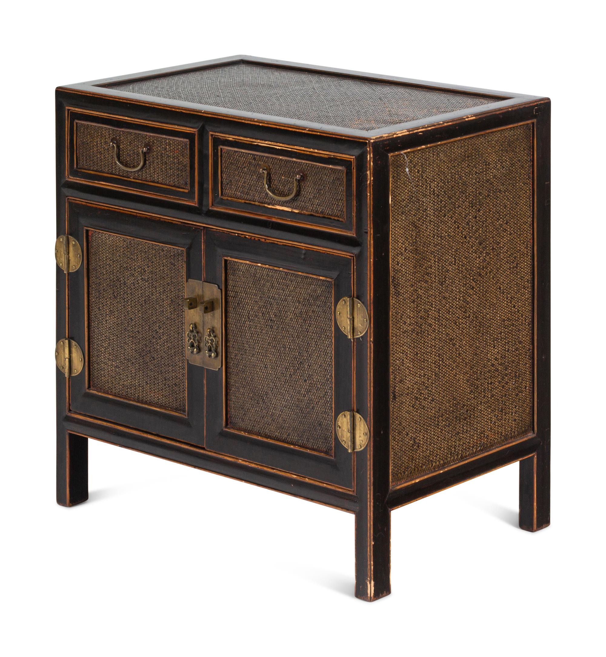 A Korean Rattan-Inset Cabinet