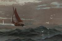 Watercolor Seascape with Sailboat