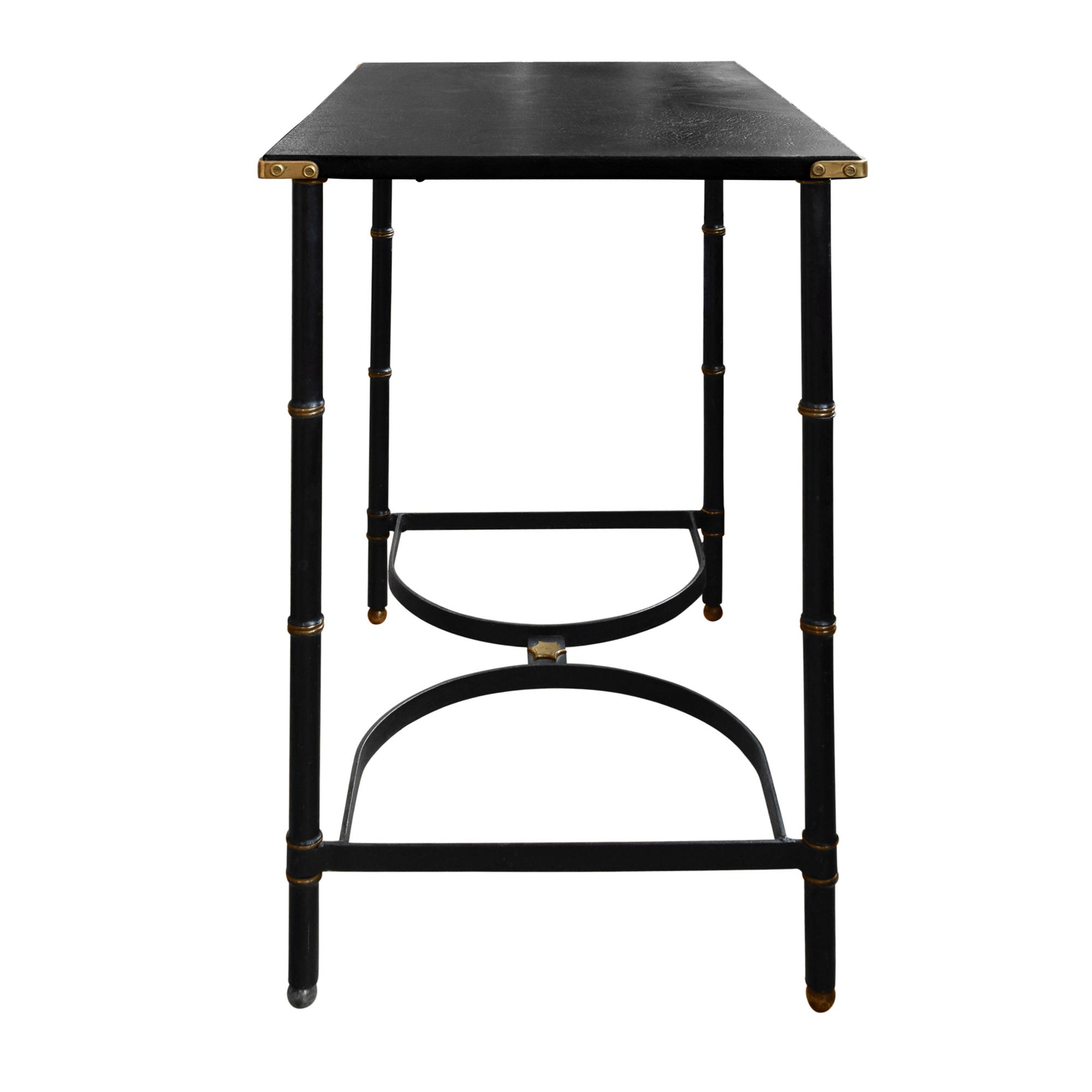 A Mid-Century Leather Topped Steel Table 29.5 " W x 19.25" D x 30" H — France, Mid-20th Century