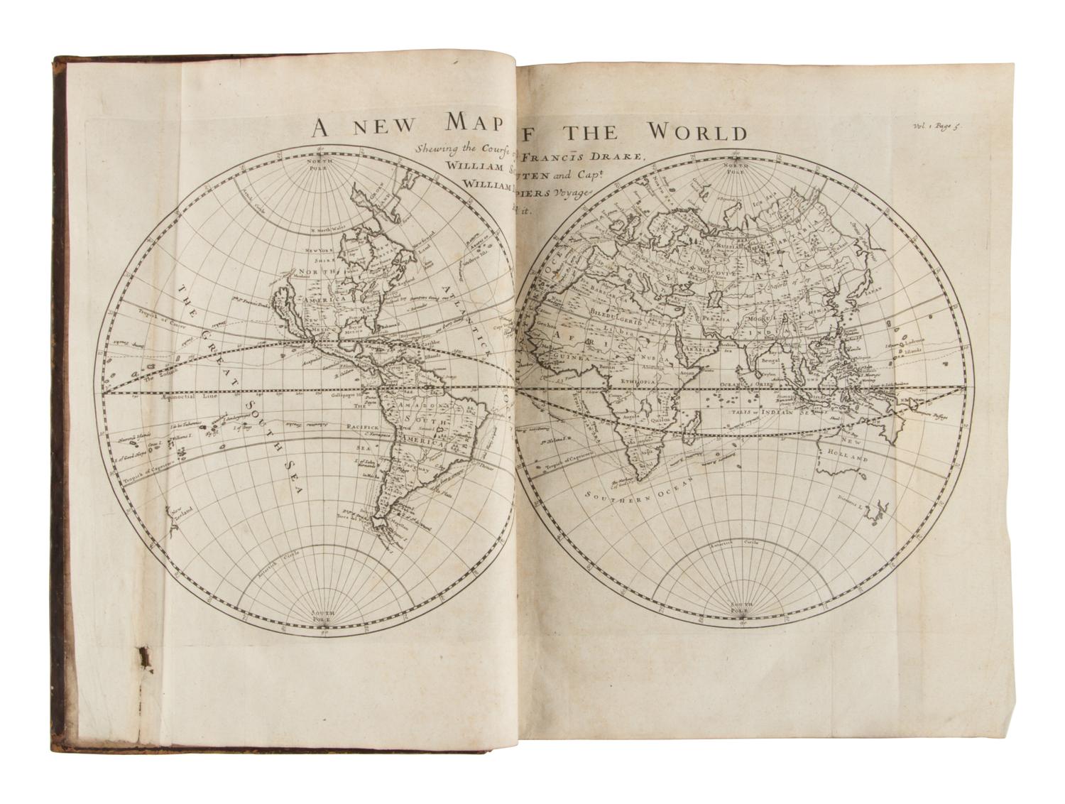 [TRAVEL & EXPLORATION]. HARRIS, John (1666-1719). Navigantium atque Itinerantium Bibliotheca: or, a Compleat Collection of Voyages and Travels . London: For Thomas Bennet, [&c], 1705.