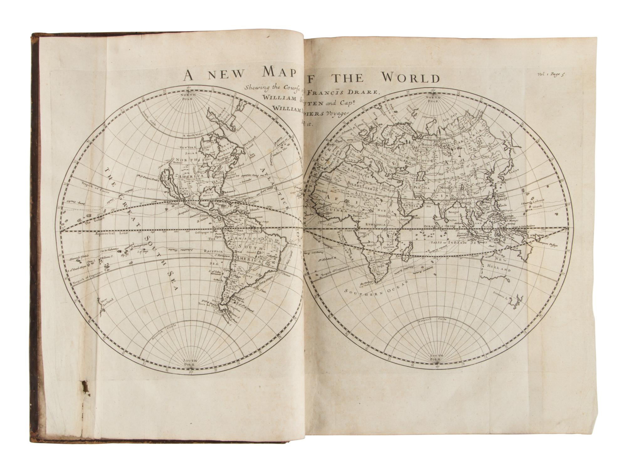 [TRAVEL & EXPLORATION]. HARRIS, John (1666-1719). Navigantium atque Itinerantium Bibliotheca: or, a Compleat Collection of Voyages and Travels . London: For Thomas Bennet, [&c], 1705.