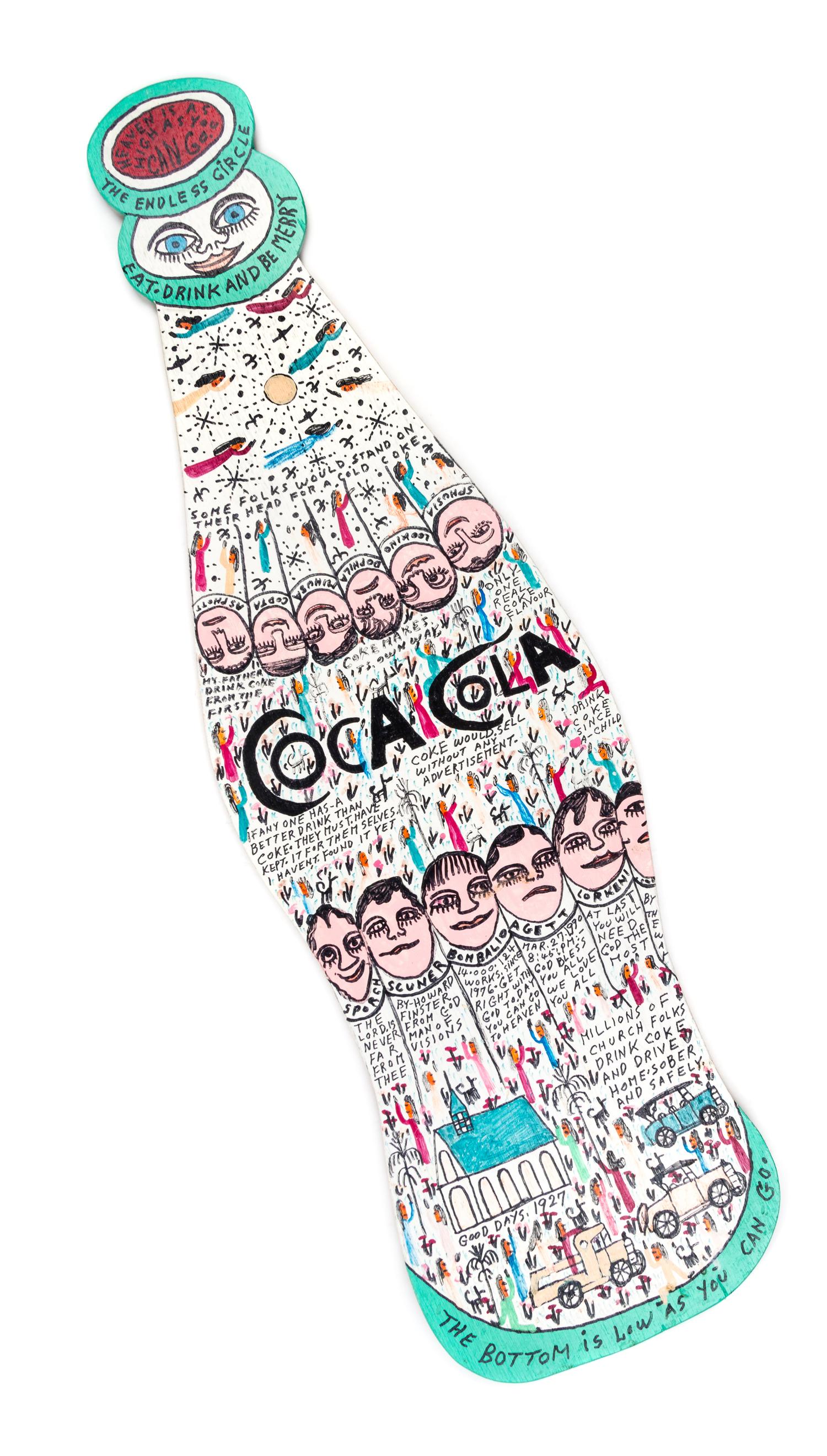 Reverend Howard Finster, (American, 1916-2001), Coca Cola, 1990