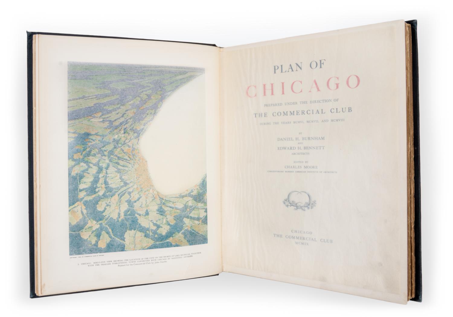 (CHICAGO) BENNETT, EDWARD and BURNHAM, DANIEL. The Plan of Chicago. Chicago, 1909. Limited edition number 720 of 1650.