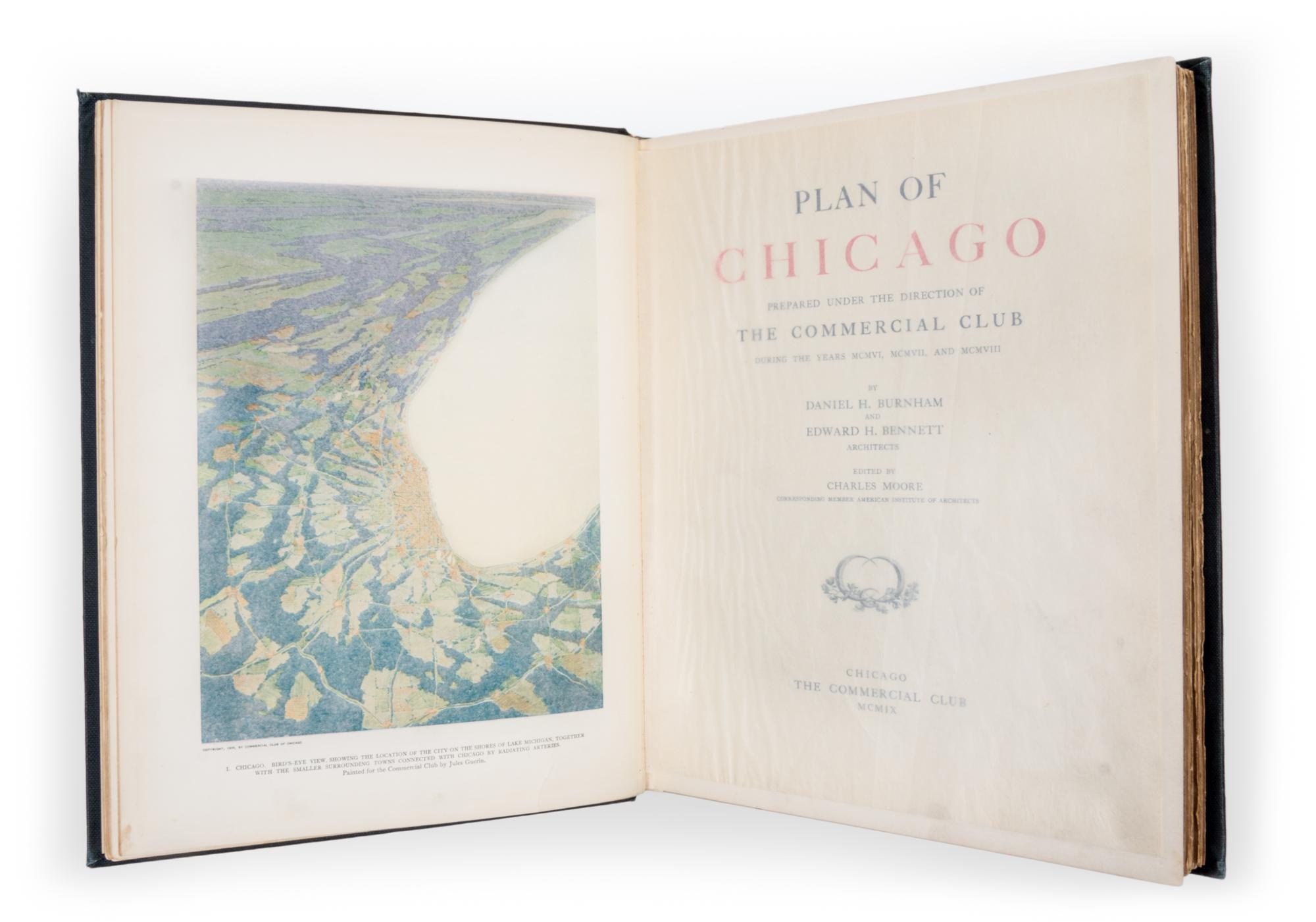 (CHICAGO) BENNETT, EDWARD and BURNHAM, DANIEL. The Plan of Chicago. Chicago, 1909. Limited edition number 720 of 1650.