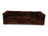 A Chocolate Suede-Upholstered Three-Cushion Sofa