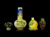 Four Chinese Transparent Five Color Overlay Glass Articles