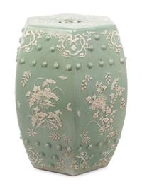 A Chinese Celadon Glazed Porcelain Garden Stool