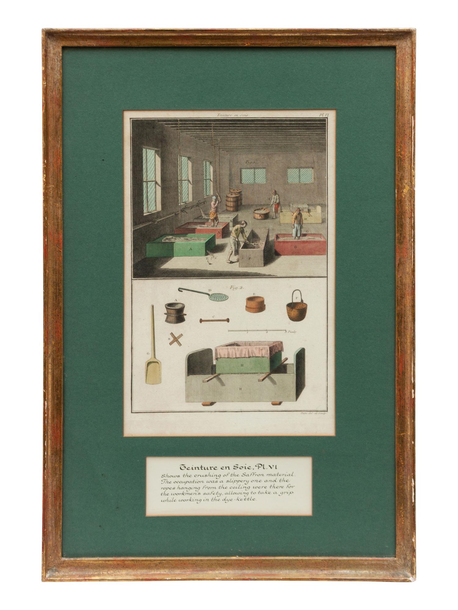 Three Color Engravings from a French Dyeing Manual