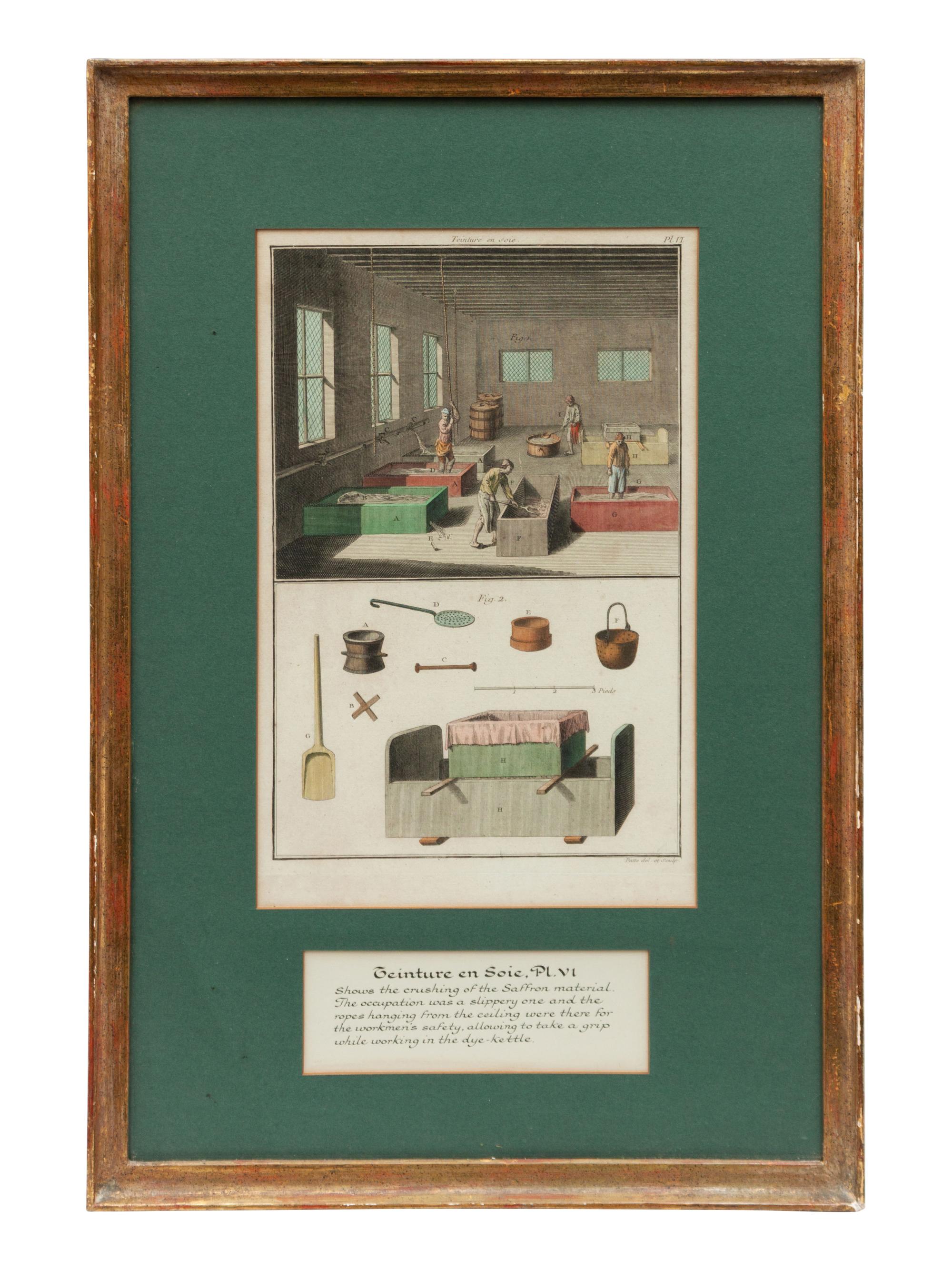 Three Color Engravings from a French Dyeing Manual