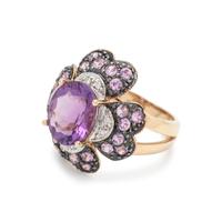 AMETHYST, PINK SAPPHIRE AND DIAMOND RING
