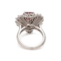 GLASS FILLED RUBY AND DIAMOND RING