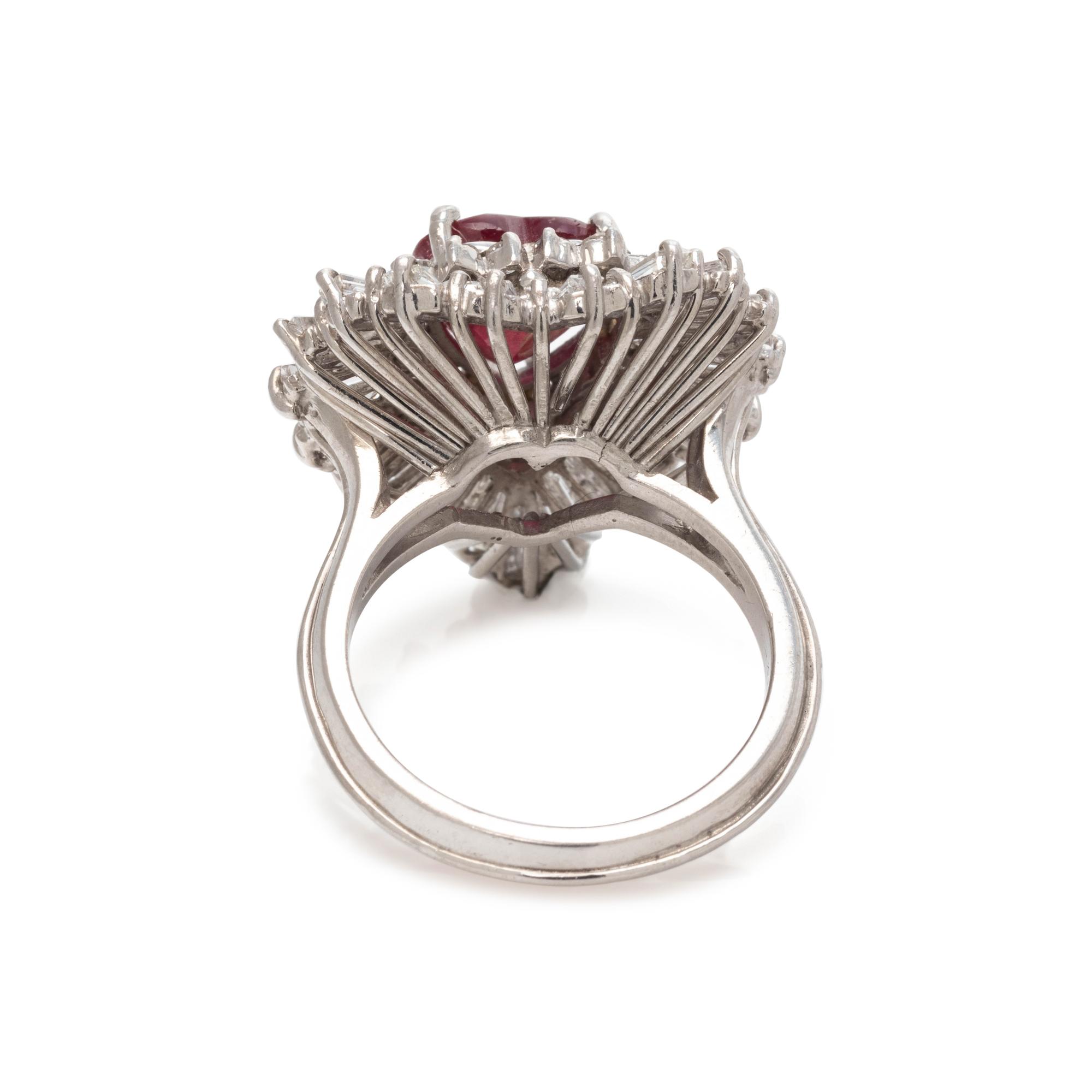GLASS FILLED RUBY AND DIAMOND RING