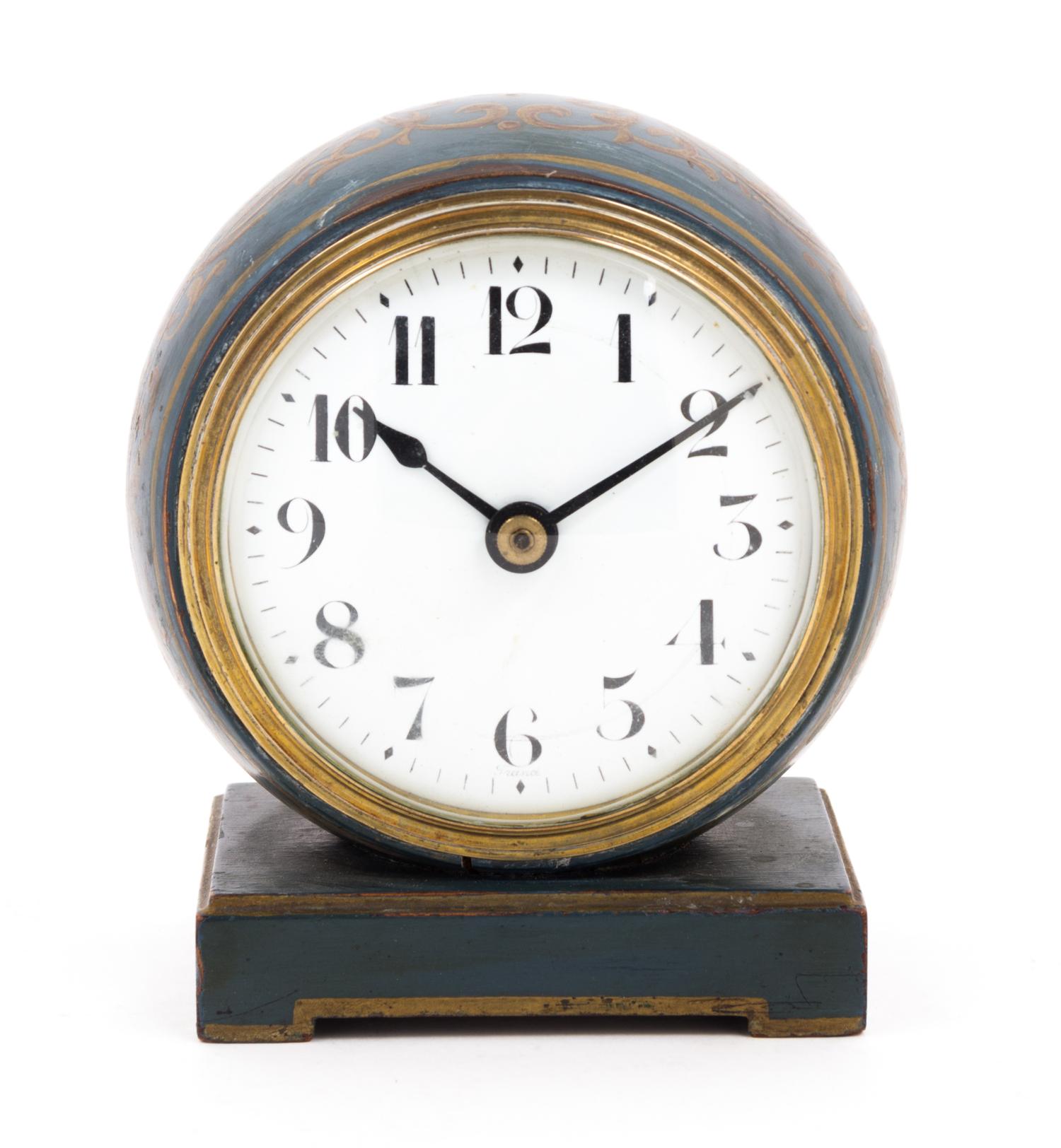 A French Painted Wood Clock Case Height 5 1/2 inches. — 19TH/20TH CENTURY
