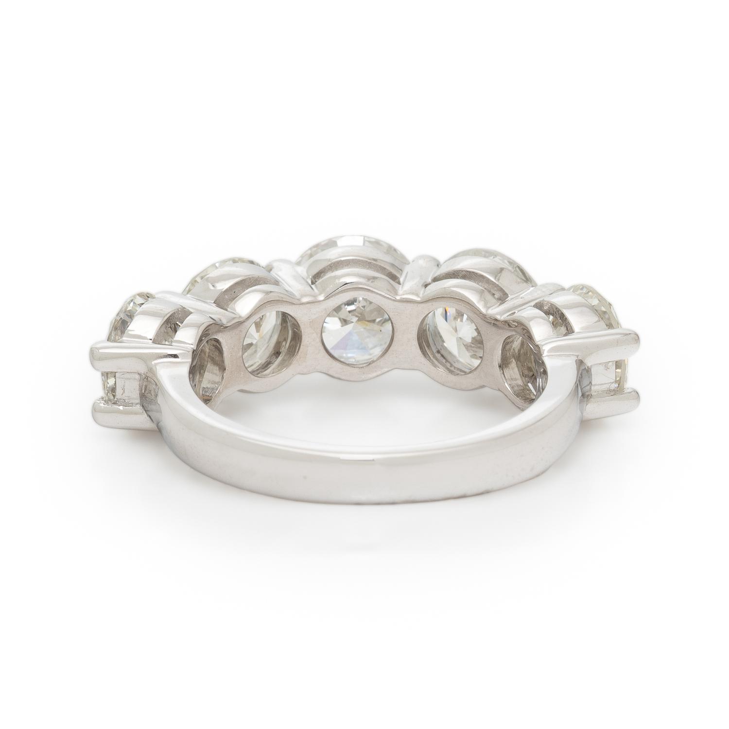 FIVE STONE DIAMOND AND PLATINUM RING