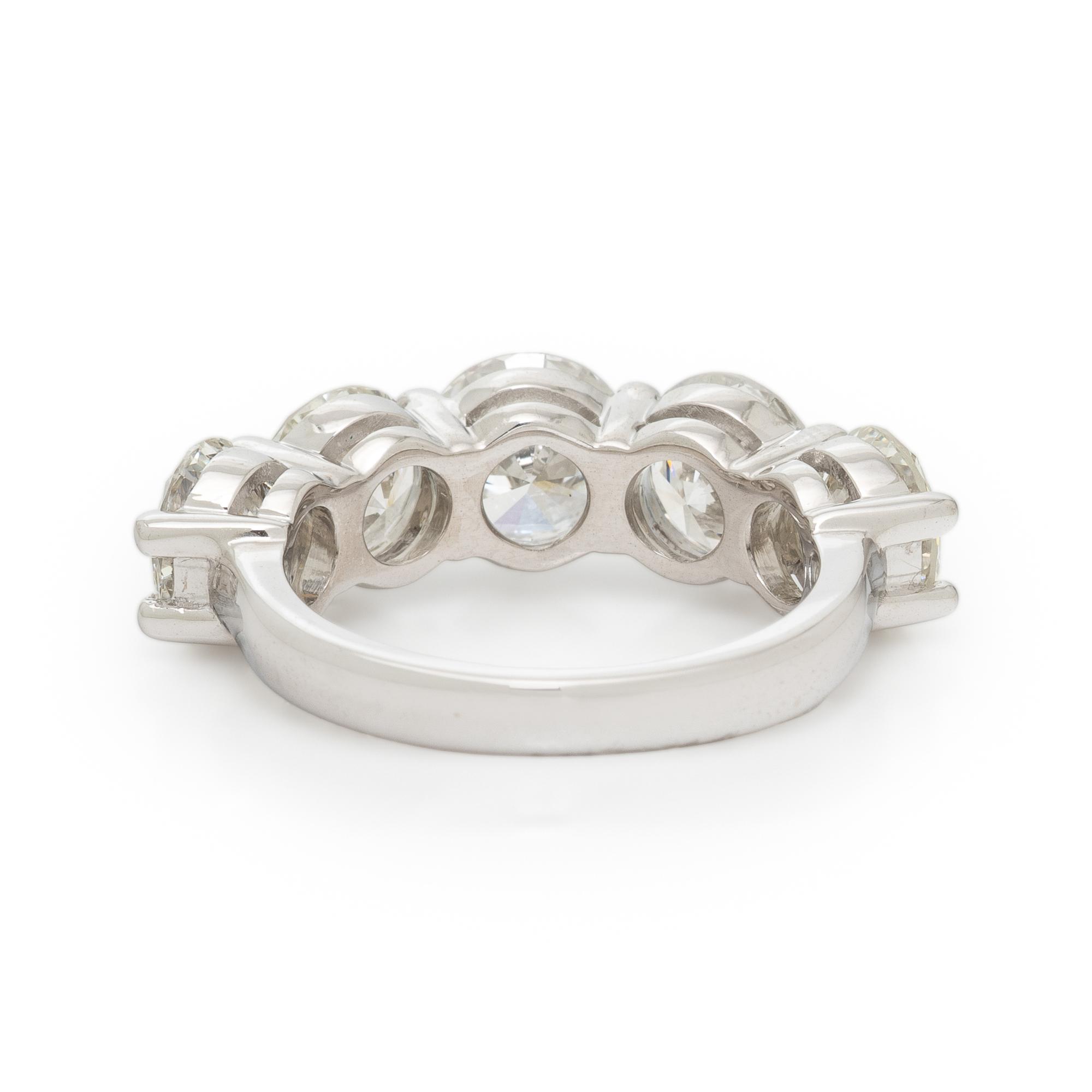 FIVE STONE DIAMOND AND PLATINUM RING