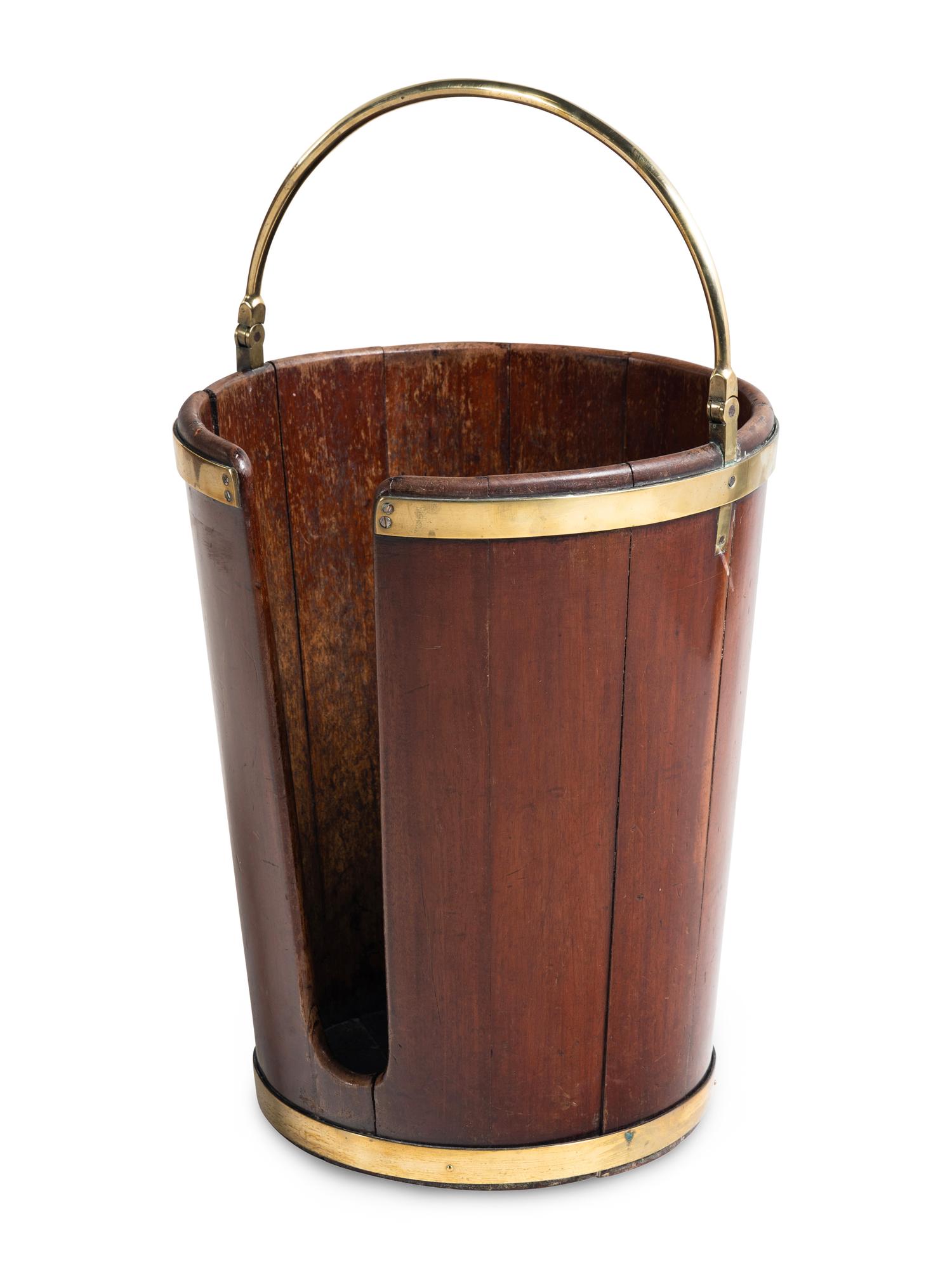 An English Brass-Banded Mahogany Plate Bucket