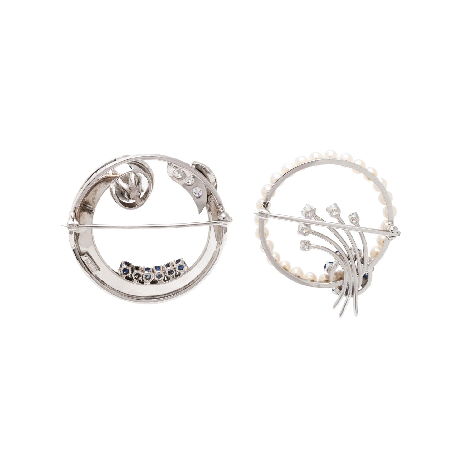 COLLECTION OF WHITE GOLD AND DIAMOND CIRCLE BROOCHES
