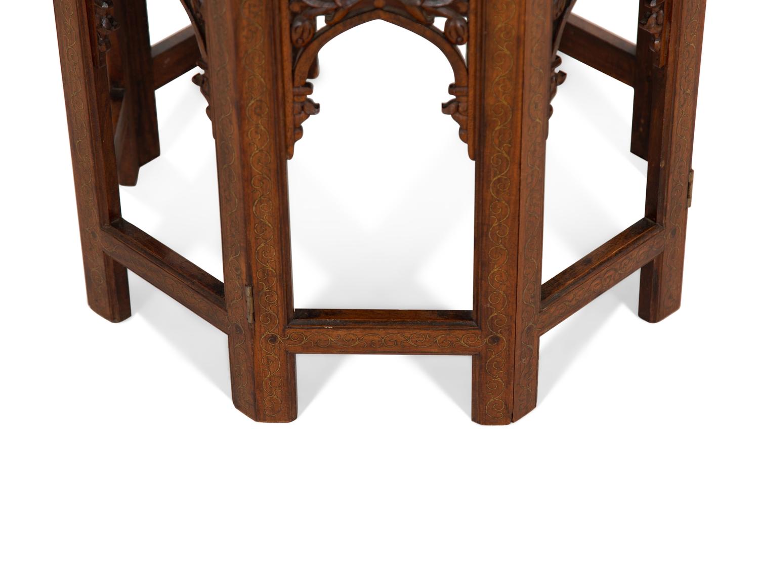 An Anglo-Indian Octagonal Folding Table with Brass Inlay